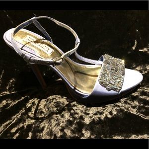 Jewel Badgley Mischka Blue Strappy Sandal Heels